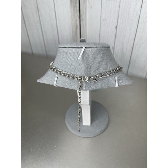 Juicy Couture Chunky Chain Necklace Simulated Pearls Silver Tone Convertible - Picture 3 of 4